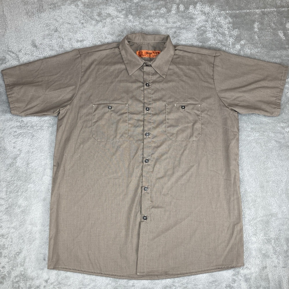 Red Kap SP24 Industrial Work Shirt Mens XL Brown Regular Fit Short Sleeve